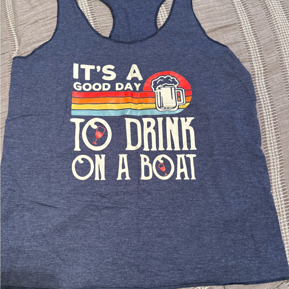 Navy Graphic Tank Top